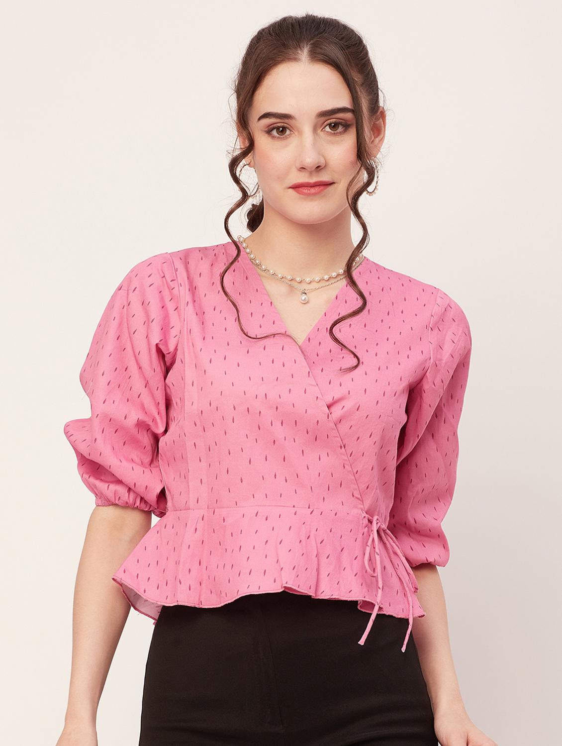women printed wrap top - 20508867 -  Zoom Image - 0