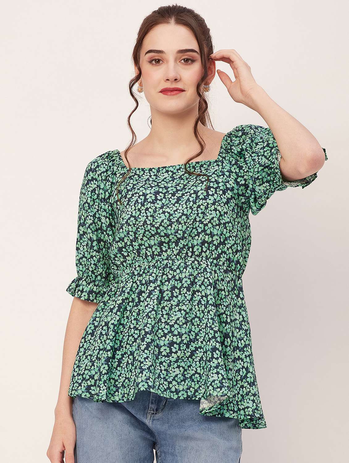 women floral printed peplum top - 20508868 - Zoom Image - 0