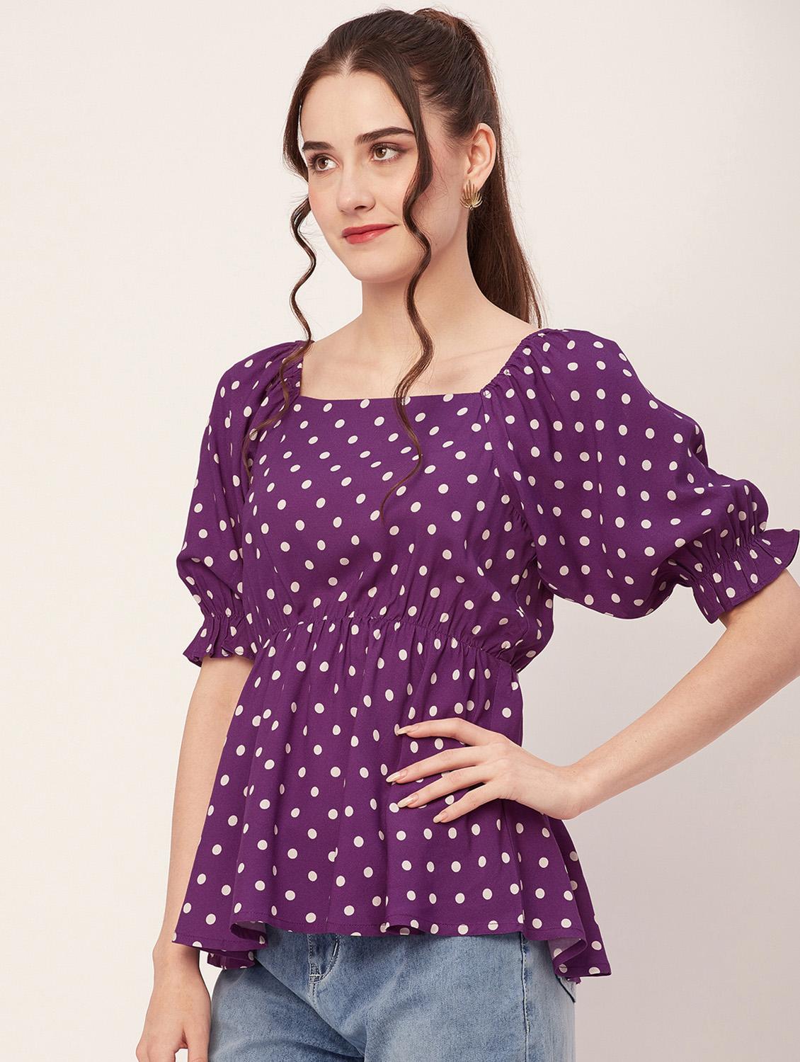 women printed peplum top - 20508871 - Standard Image - 1