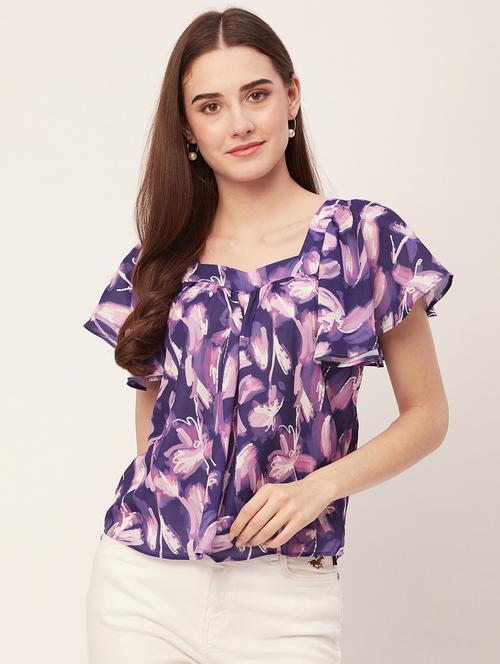 women printed flared sleeves regular top - 20508875 - Standard Image - 0