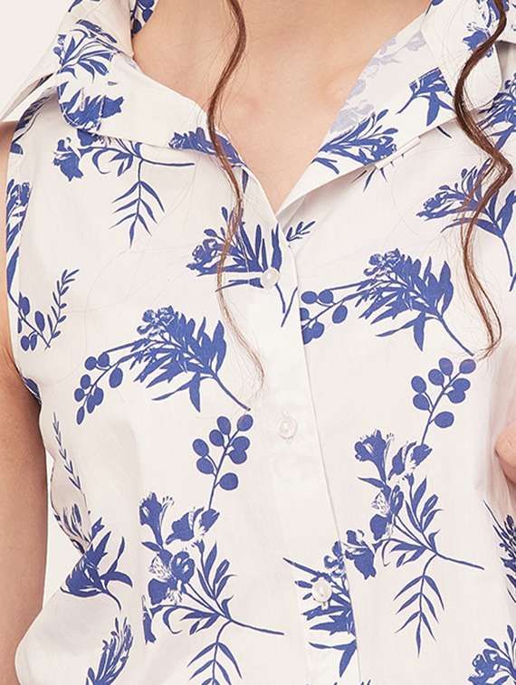 women floral print shirt style short top - 20508891 -  Standard Image - 4