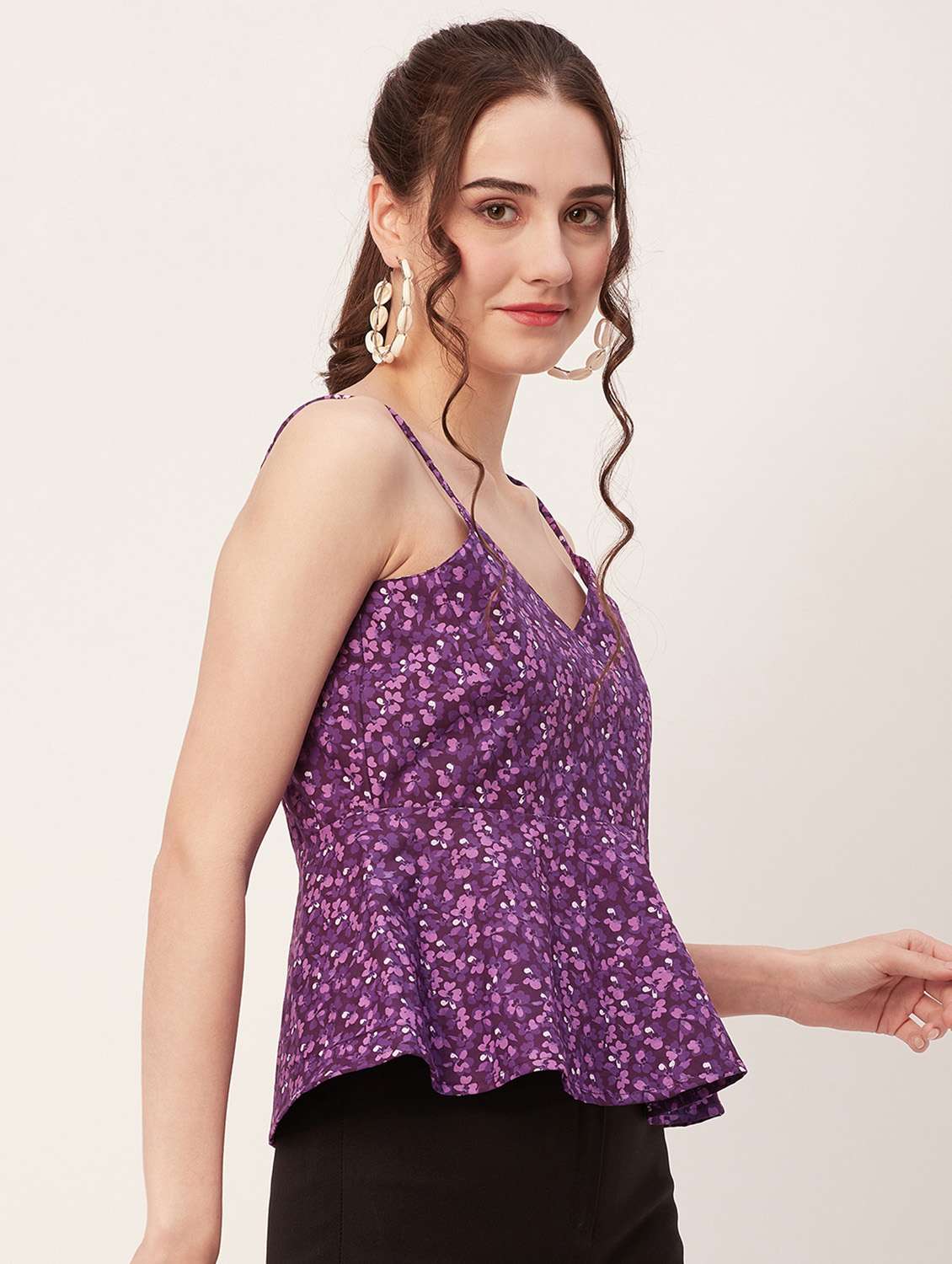 women purple poplin peplum top - 20508905 -  Standard Image - 1