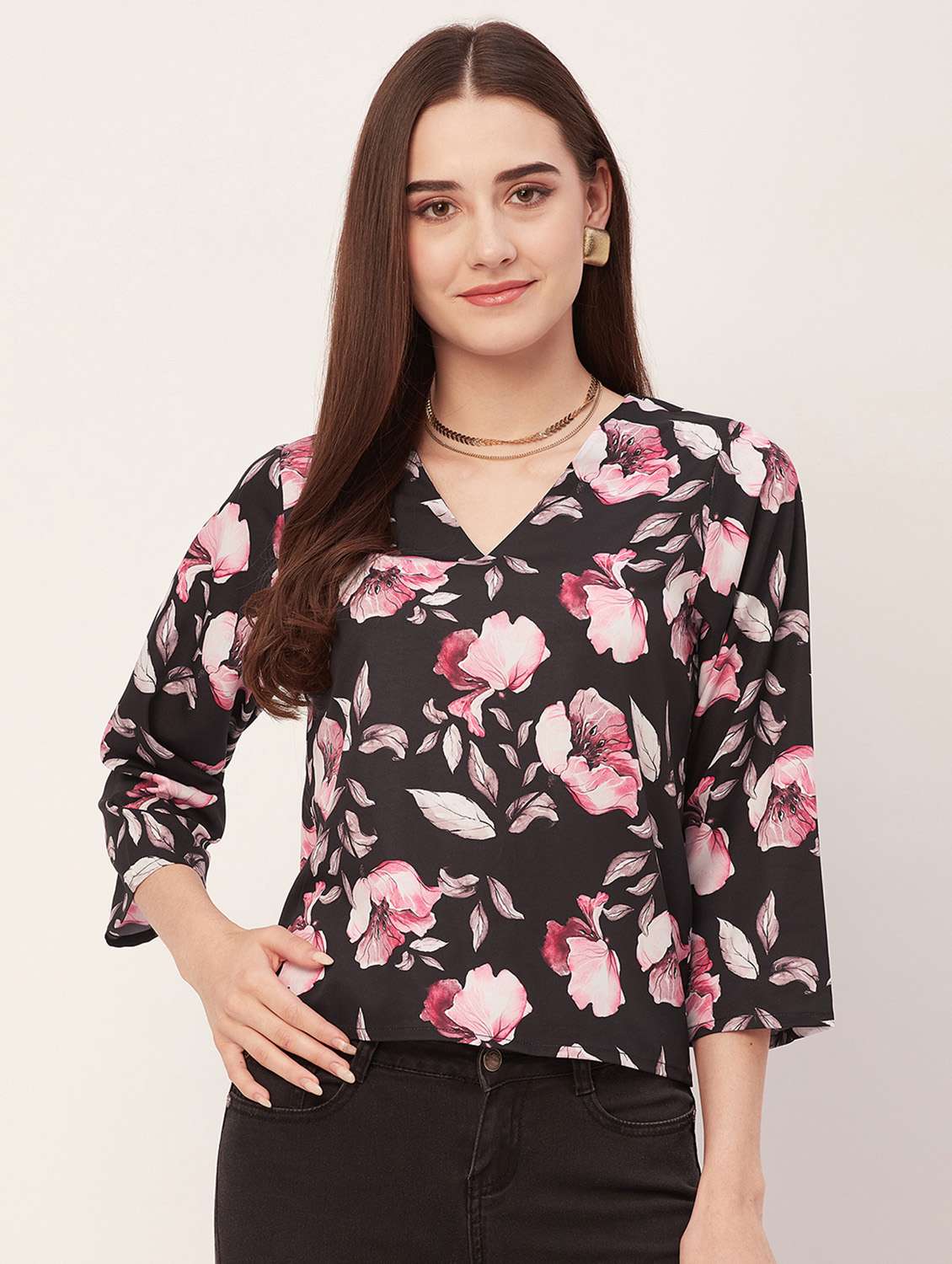 women printed regular top