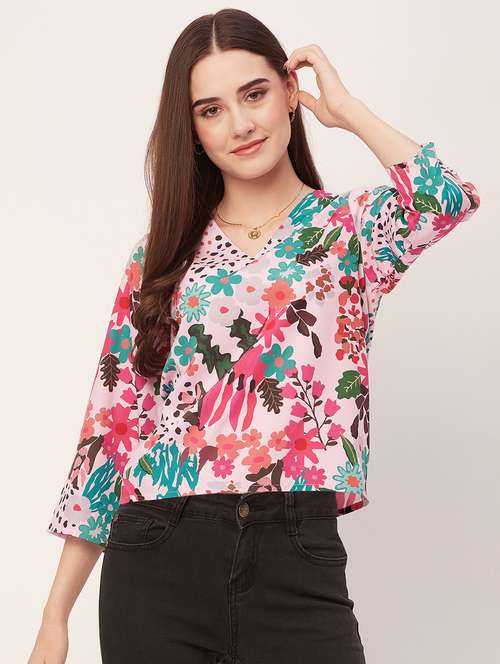 women tropical printed regular top - 20508911 -  Standard Image - 0