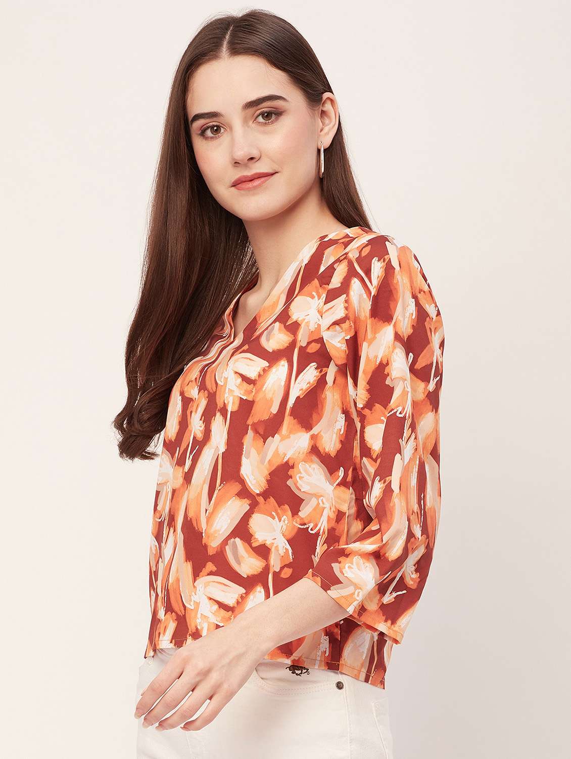 women printed flared sleeves regular top - 20508914 - Standard Image - 1