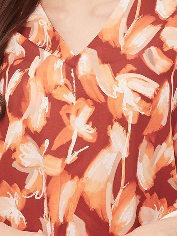 women printed flared sleeves regular top - 20508914 - Standard Image - 4
