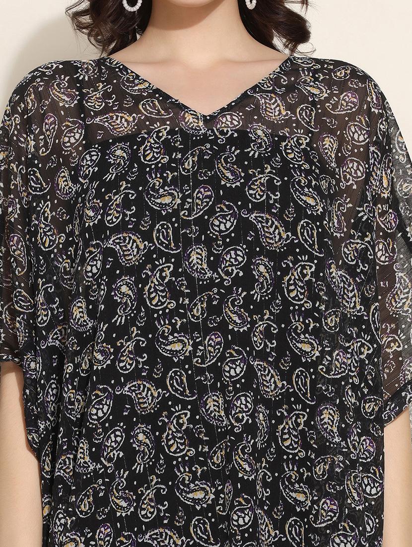 women v-neck paisley printed kaftan dress - 20508922 - Standard Image - 6