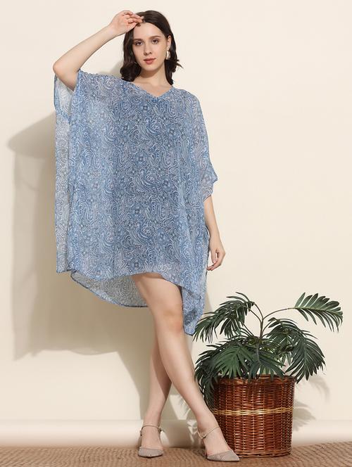 women v-neck paisley printed kaftan dress - 20508924 -  Standard Image - 0
