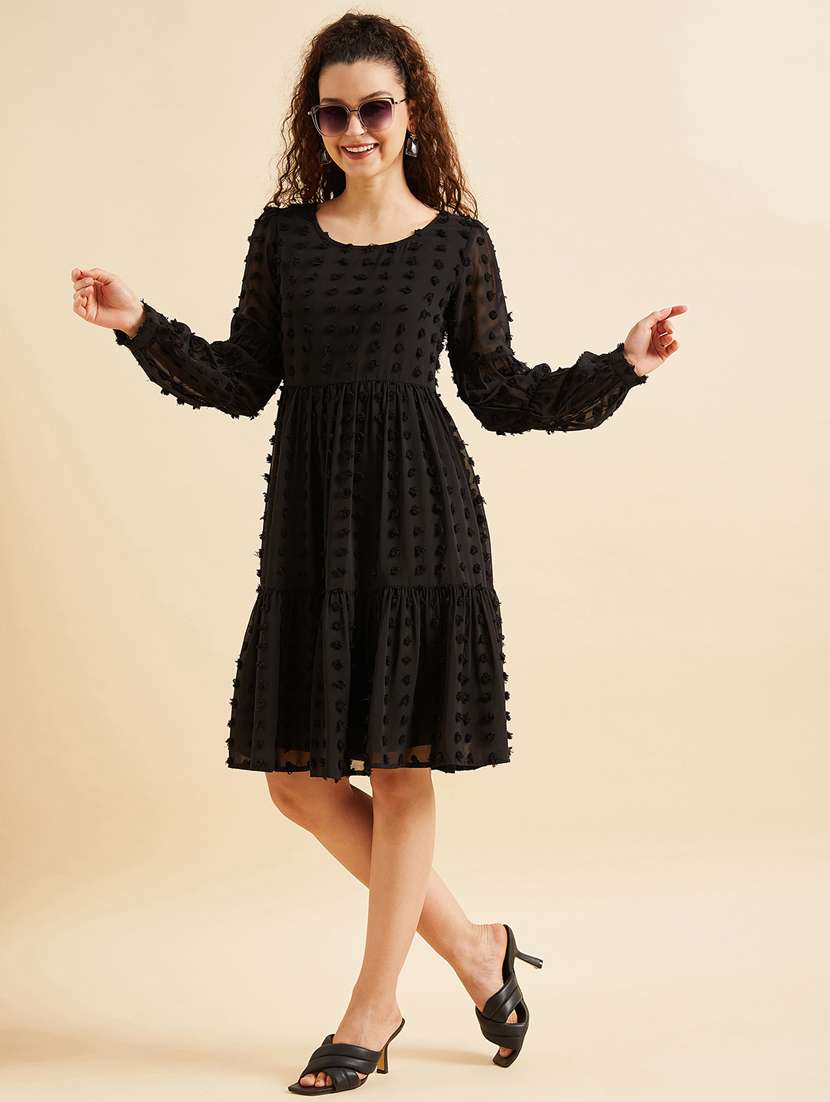 women self design fit & flare dress