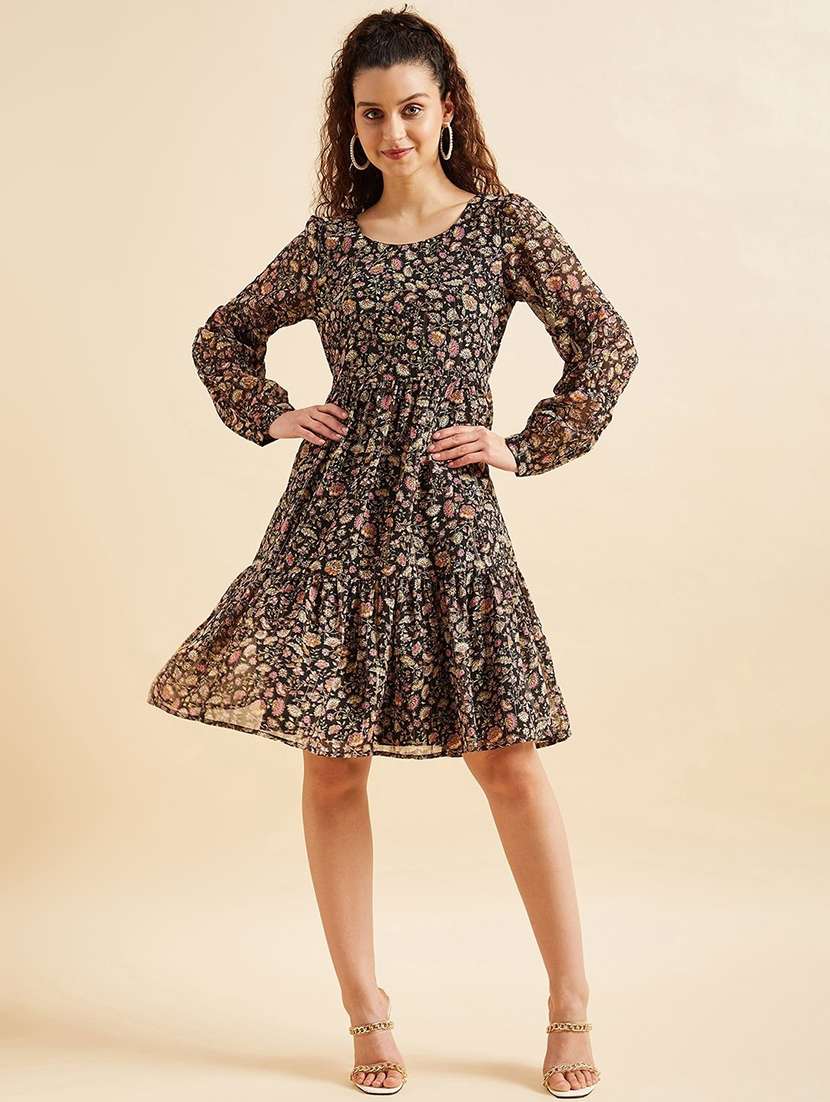 women printed a-line dress