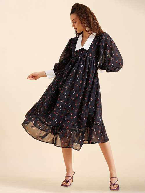 women printed a-line dress - 20509130 - Standard Image - 0