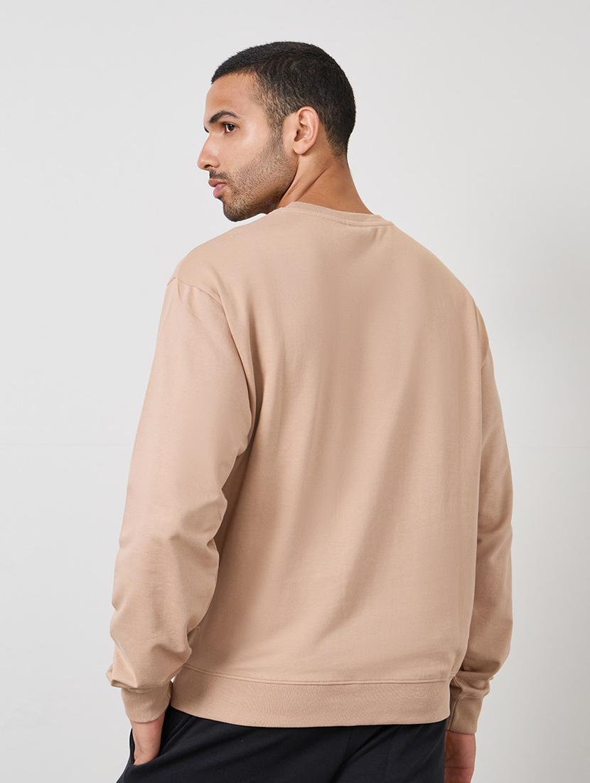 men beige cotton regular sweatshirt - 20509354 - Standard Image - 1