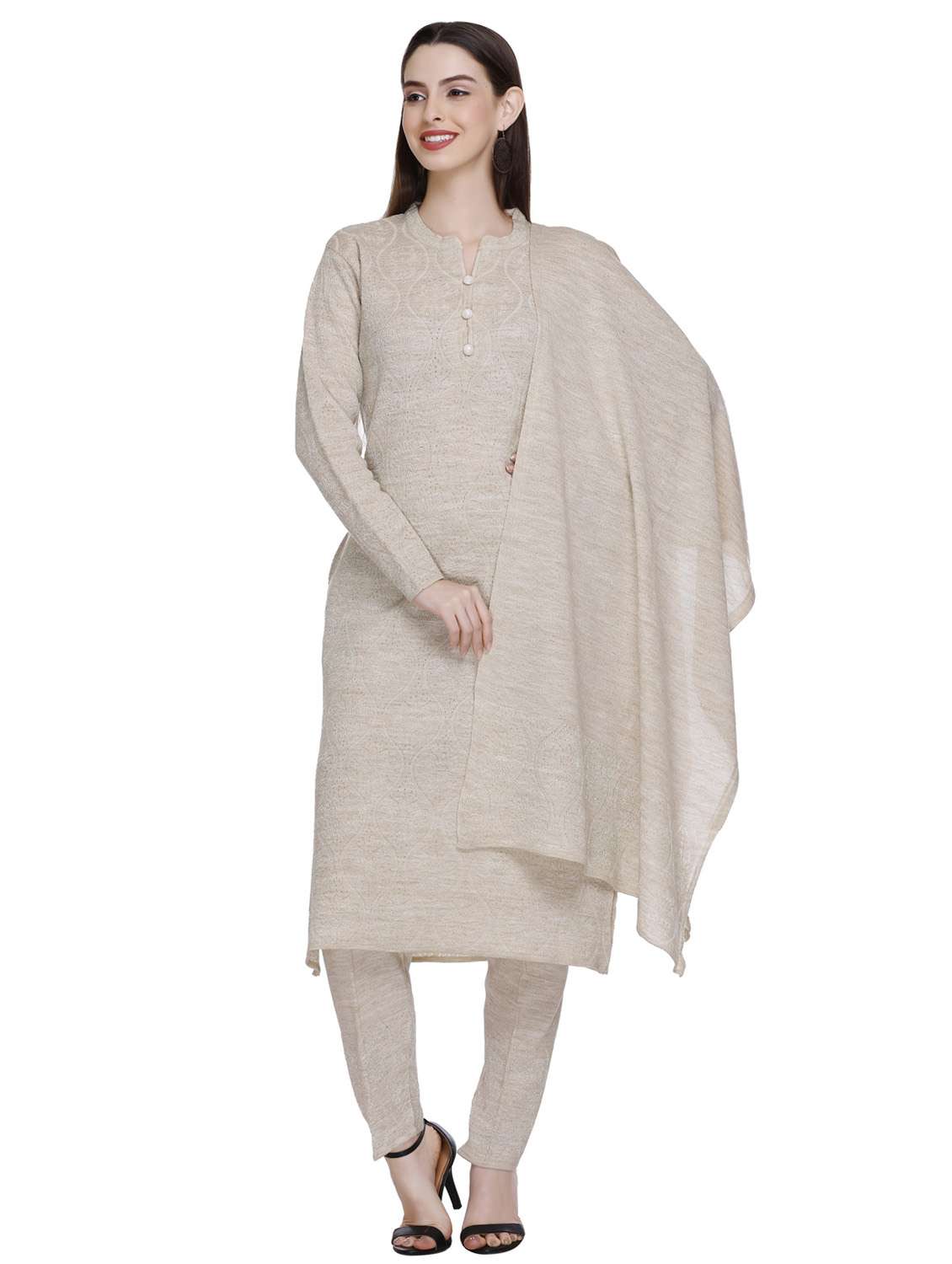 women self design wool suit set with dupatta - 20509509 - Zoom Image - 0