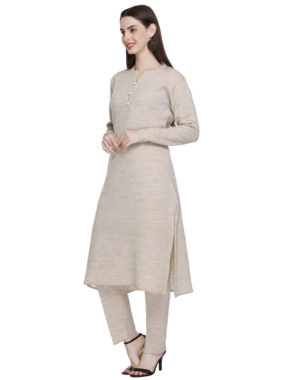 women self design wool suit set with dupatta - 20509509 - Standard Image - 4