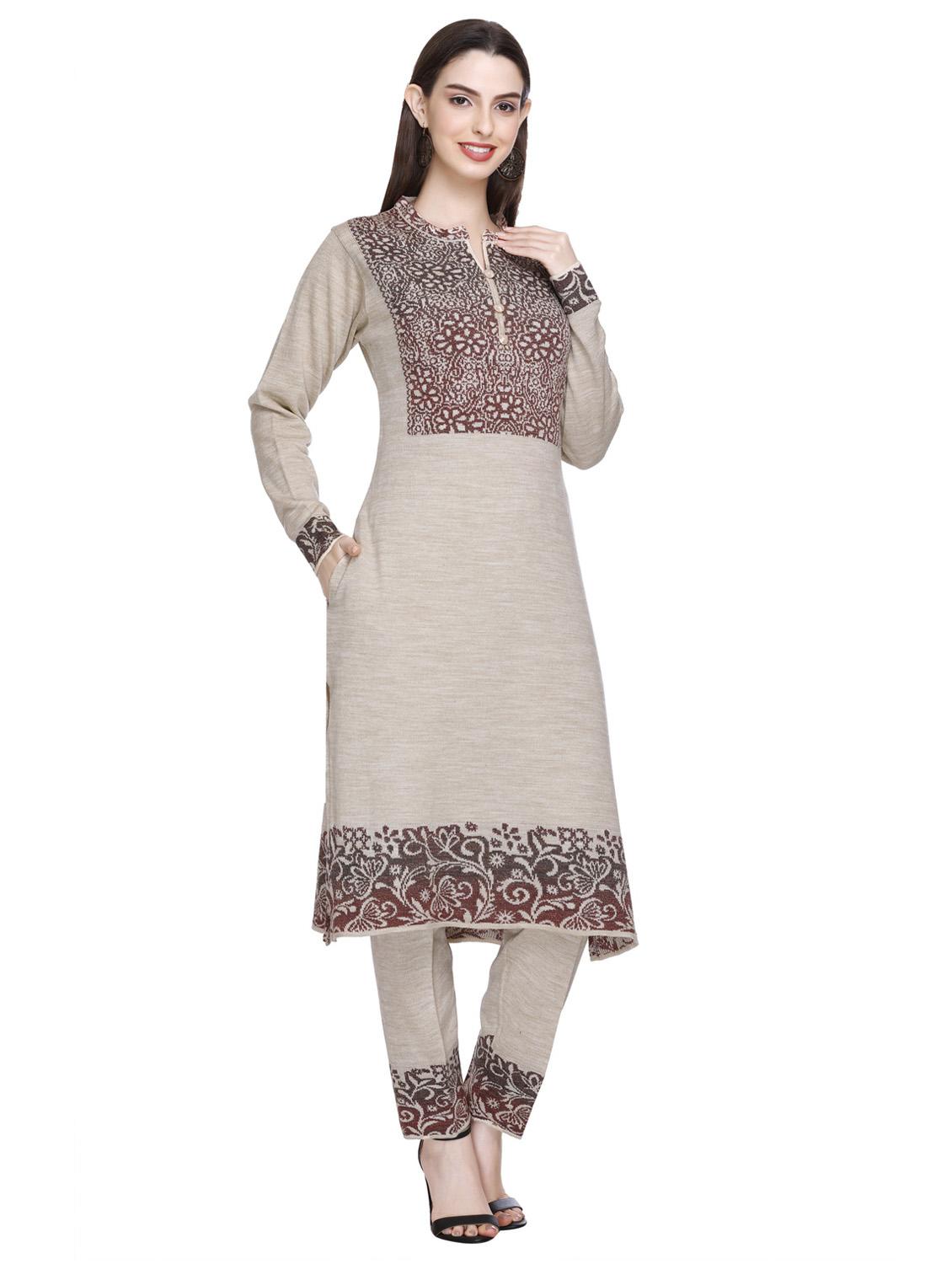 women self design wool suit set with dupatta - 20509515 - Standard Image - 1