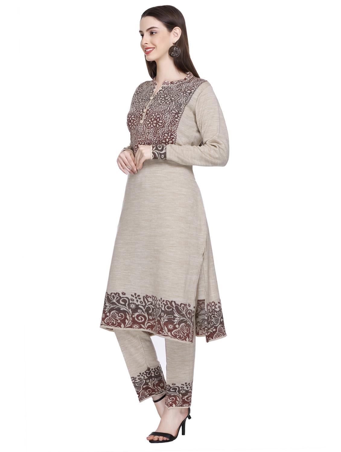 women self design wool suit set with dupatta - 20509515 - Standard Image - 4