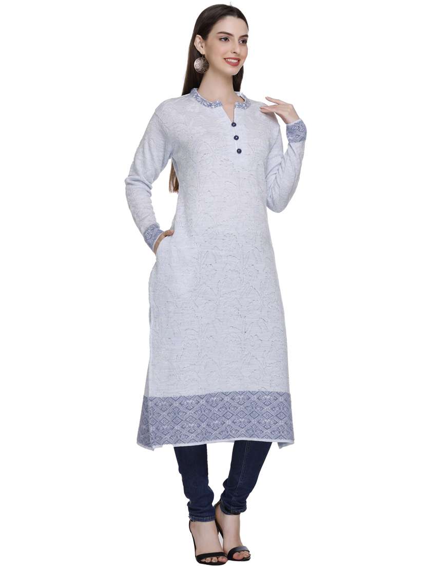 grey self design woolen kurta - 20509517 -  Standard Image - 1