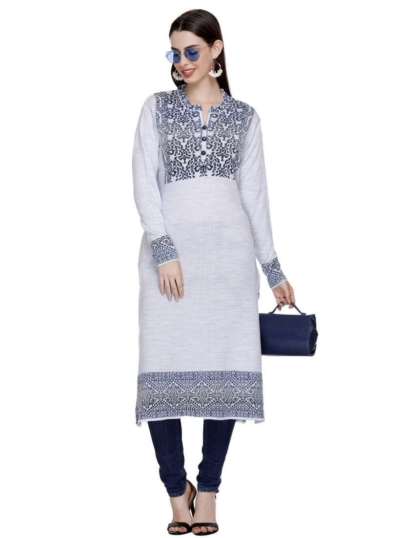 grey self design woolen kurta - 20509521 - Standard Image - 1
