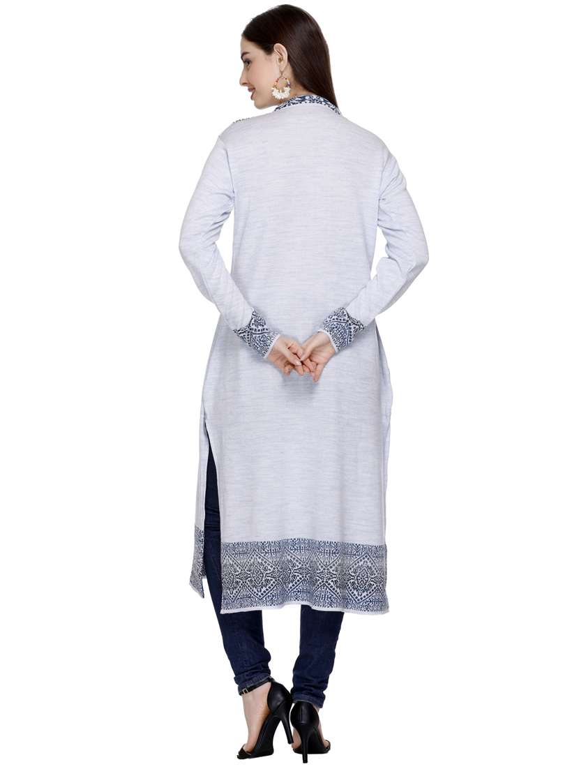 grey self design woolen kurta - 20509521 - Standard Image - 4