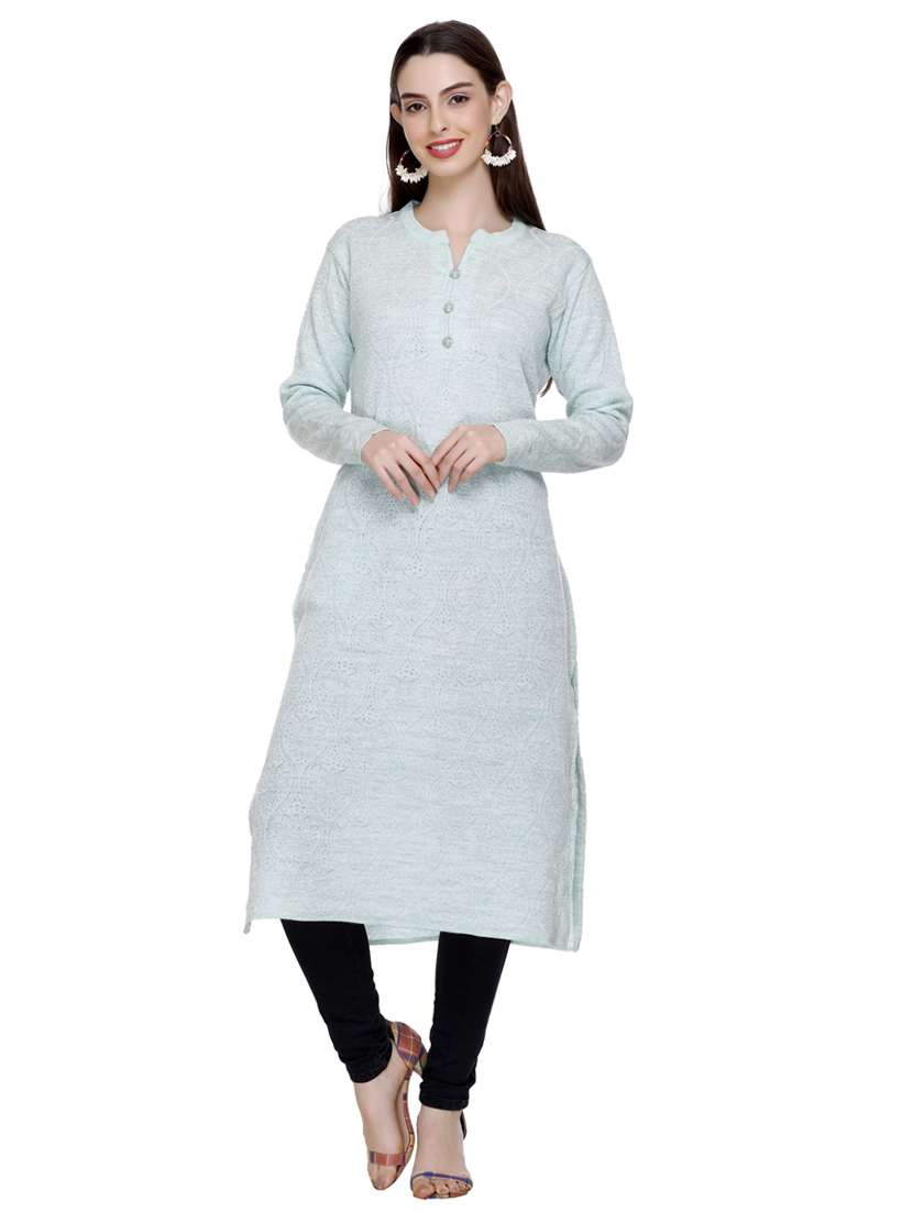 purist blue self design woolen kurta - 20509523 - Standard Image - 1