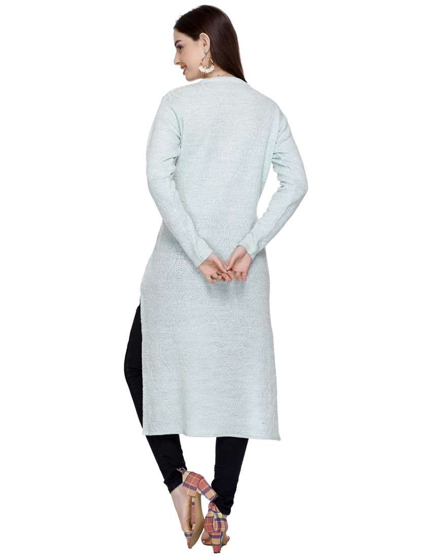 purist blue self design woolen kurta - 20509523 - Standard Image - 4
