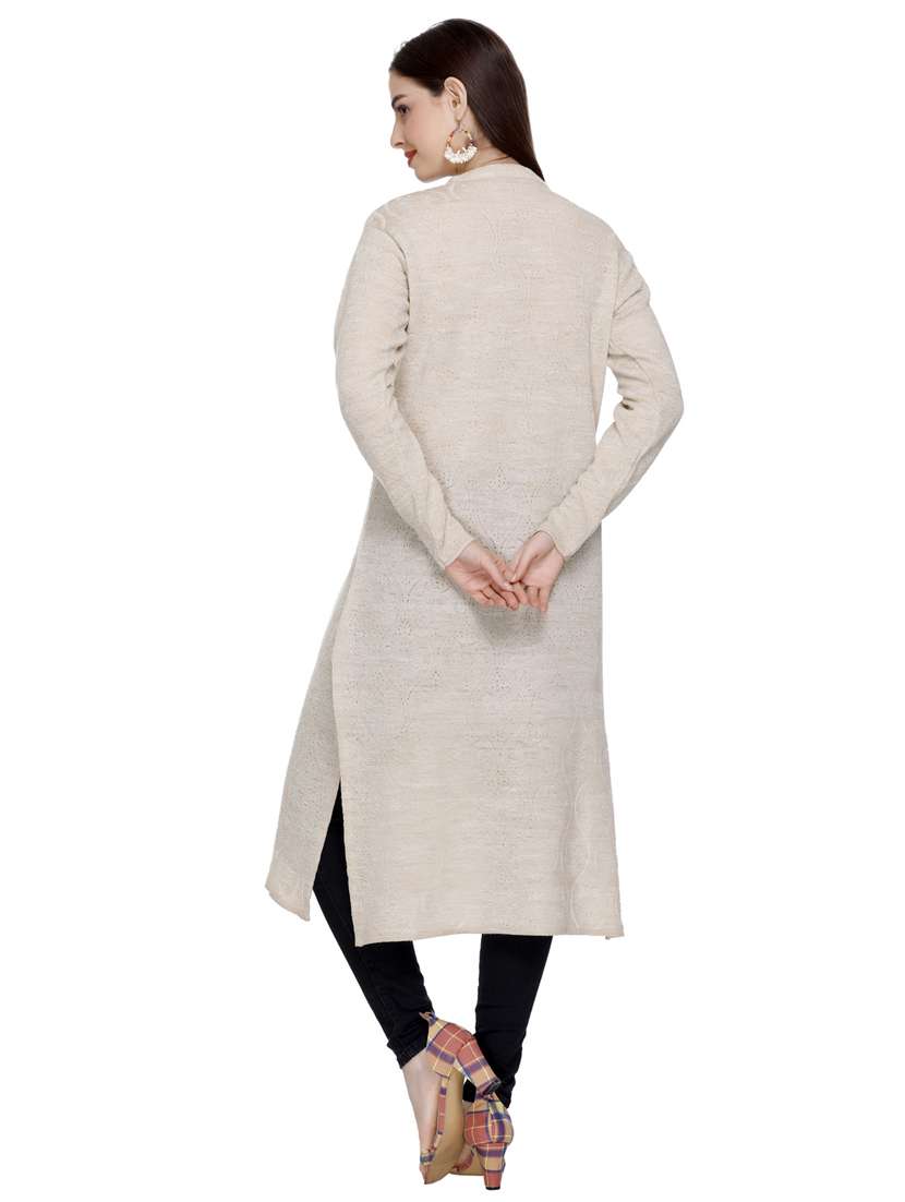 beige self design woolen kurta - 20509524 - Standard Image - 4