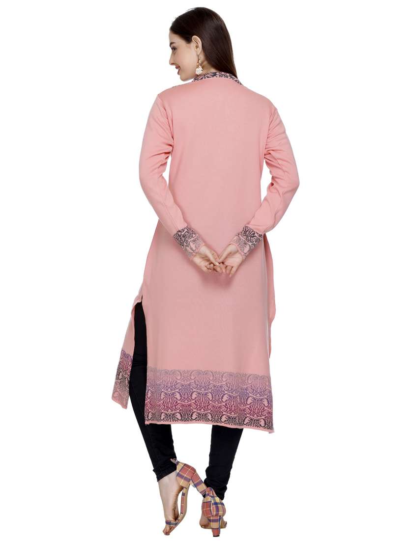 peach self design woolen kurta - 20509528 - Standard Image - 4