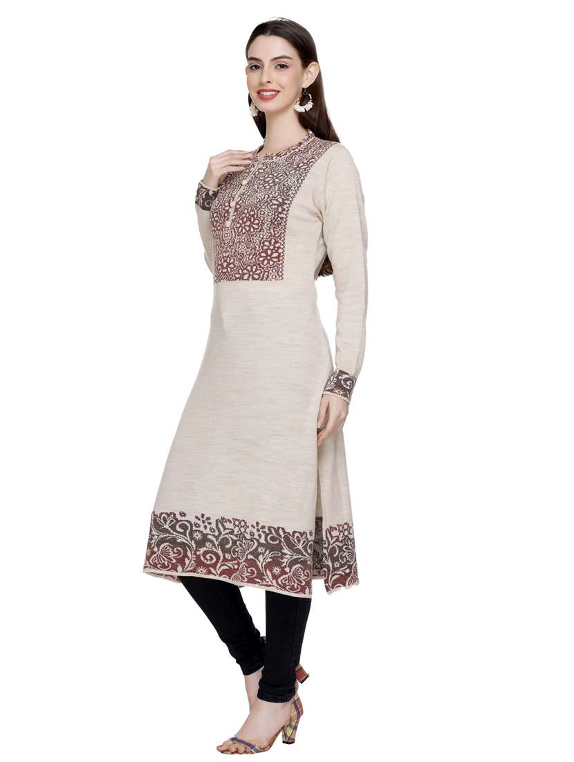 beige self design woolen kurta - 20509531 -  Standard Image - 1