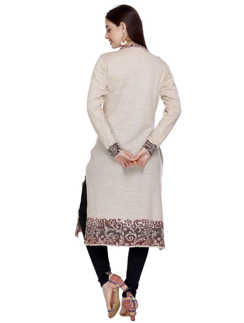beige self design woolen kurta - 20509531 -  Standard Image - 4