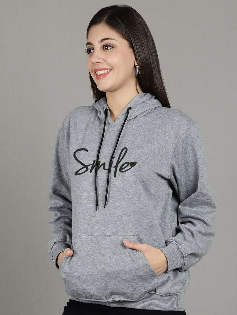 women grey fleece hoodie - 20509545 -  Standard Image - 1