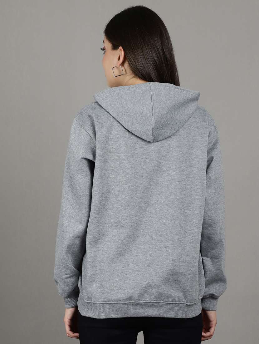 women grey fleece hoodie - 20509545 - Standard Image - 4