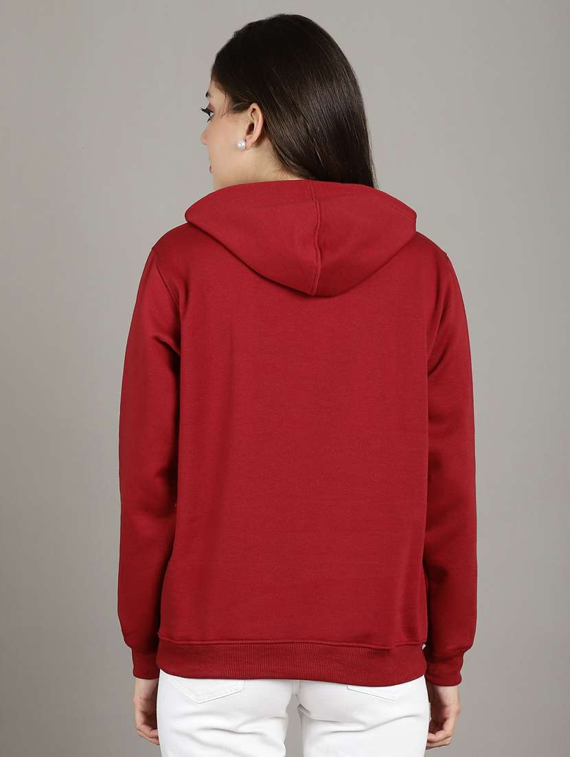 women maroon fleece hoodie - 20509550 -  Standard Image - 4
