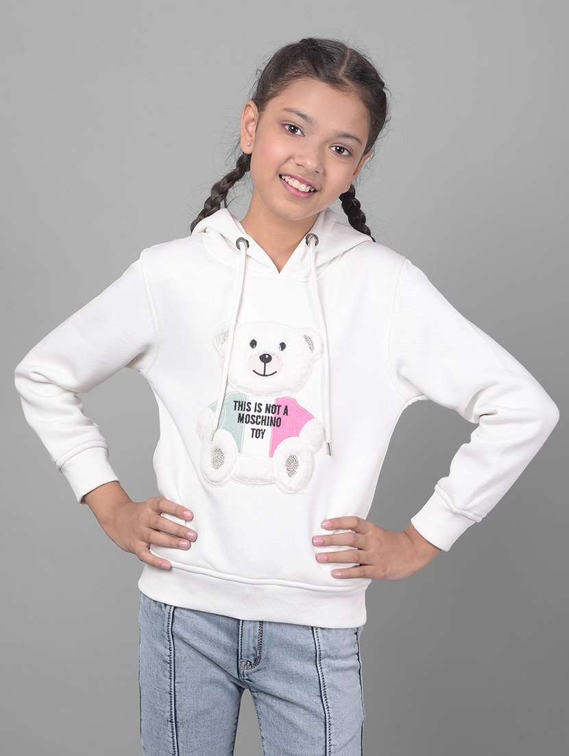 girls white hooded neck sweatshirts