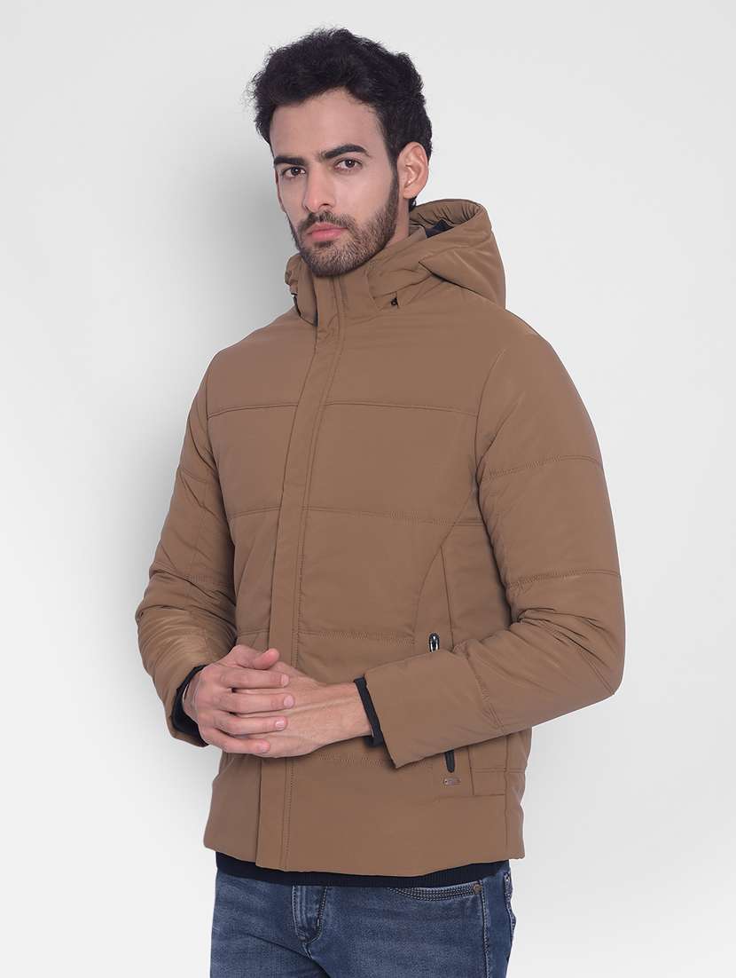 men solid hooded puffer jacket - 20509614 - Standard Image - 1