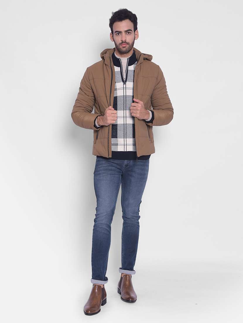 men solid hooded puffer jacket - 20509614 - Standard Image - 4