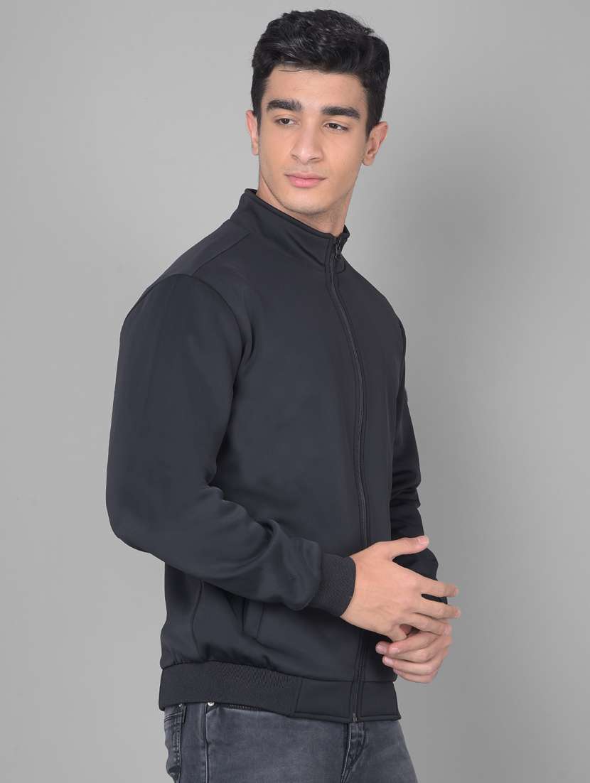 men solid black casual jacket - 20509618 -  Standard Image - 1