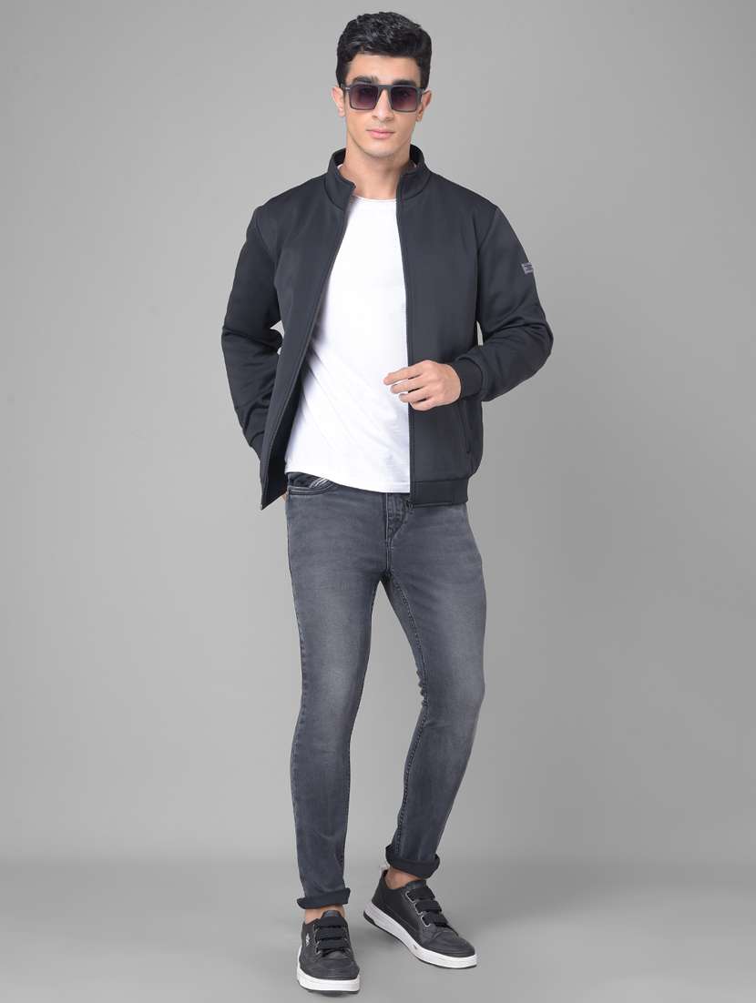 men solid black casual jacket - 20509618 - Standard Image - 4