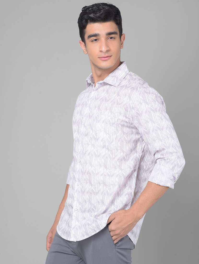grey geometric printed casual shirt
