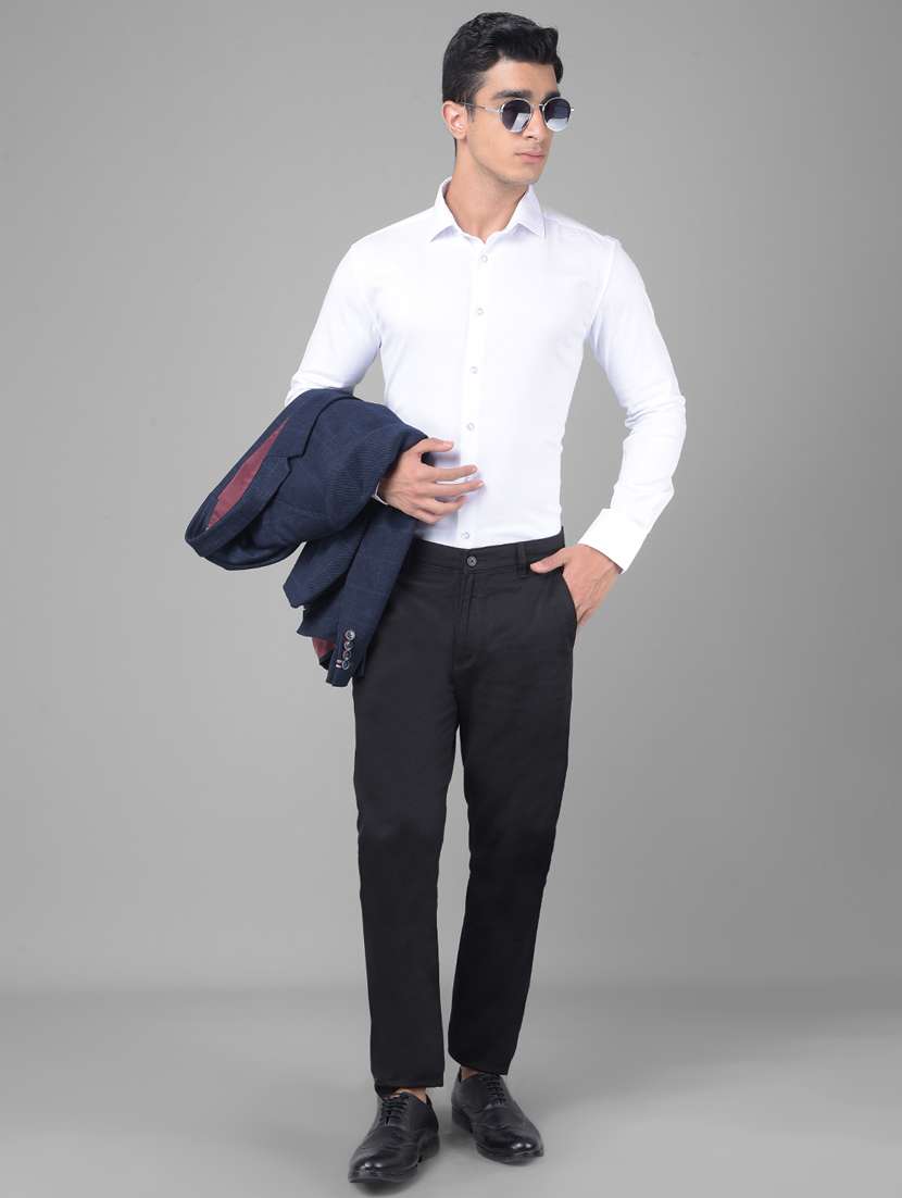 men self designed white cotton blend slim fit casual shirt - 20509681 - Standard Image - 4