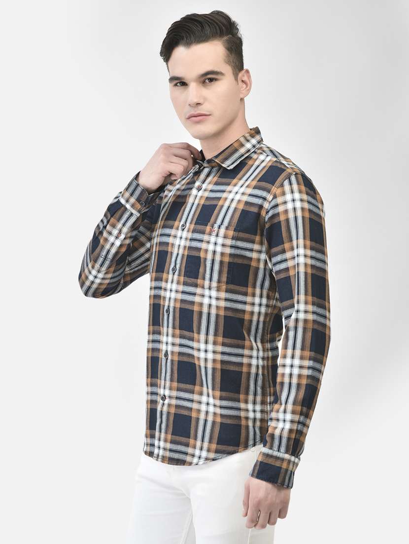 Men Checkered Multi Colored Cotton Casual Shirt - 20509709 -  Standard Image - 1