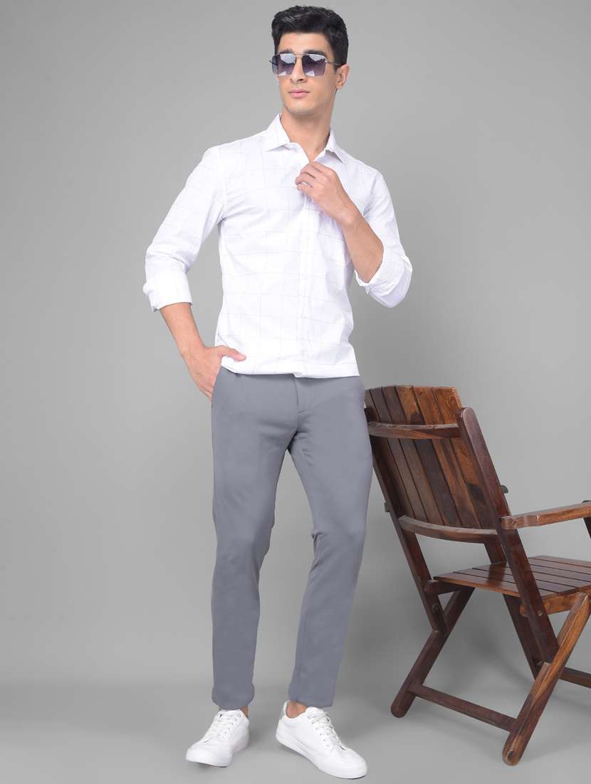 men checkered white cotton slim fit casual shirt - 20509742 -  Standard Image - 4