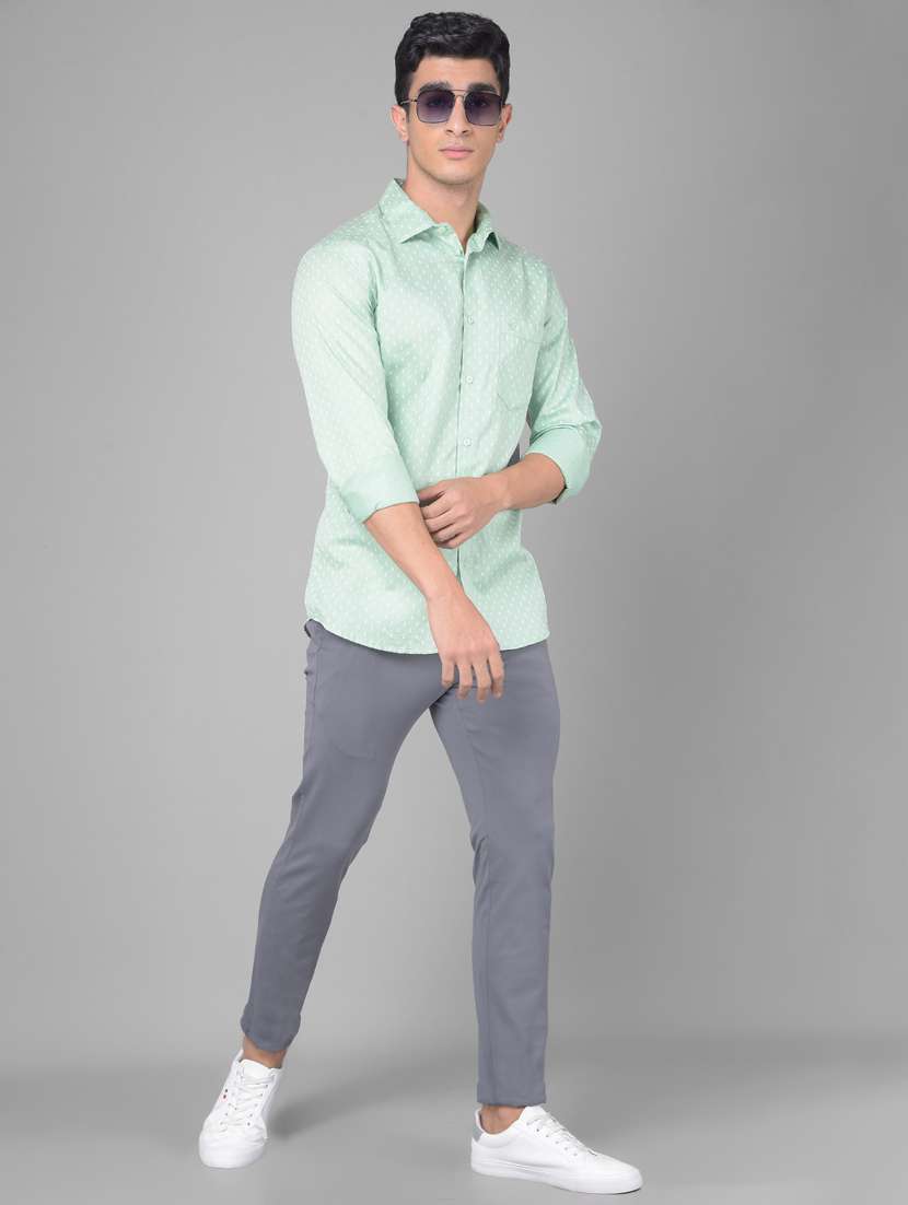 men self designed sea green cotton casual shirt - 20509752 -  Standard Image - 4