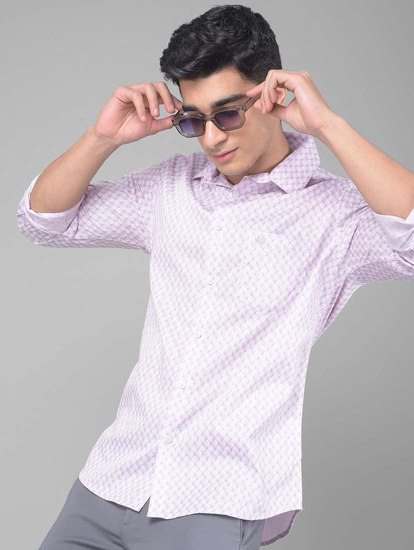 men printed magenta cotton casual shirt - 20509753 -  Standard Image - 1