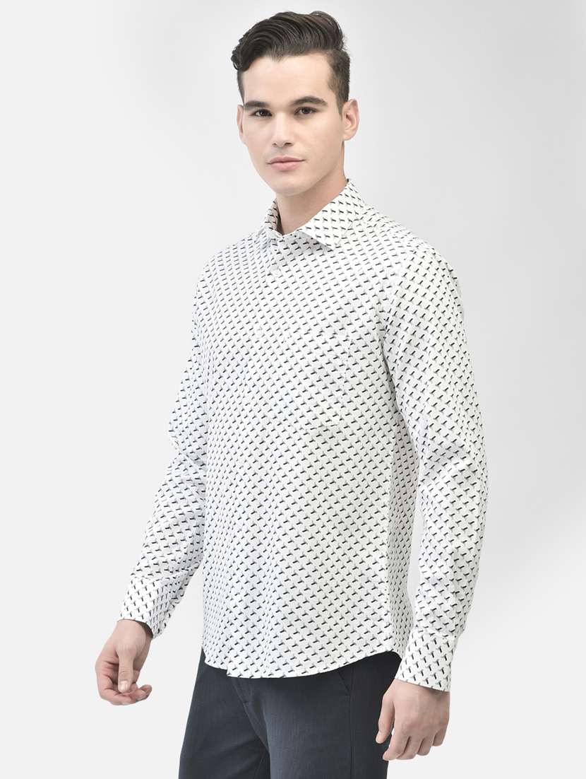 Men Micro Printed Off White Cotton Casual Shirt - 20509755 -  Standard Image - 1
