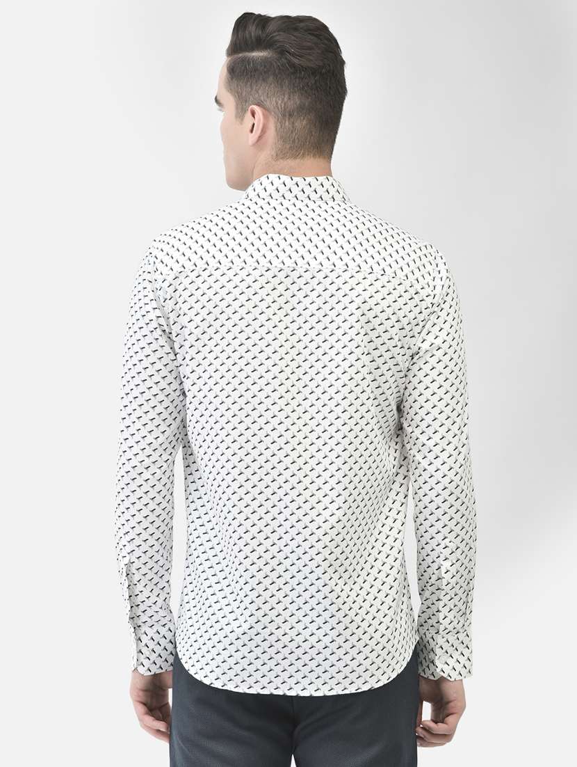 Men Micro Printed Off White Cotton Casual Shirt - 20509755 -  Standard Image - 4