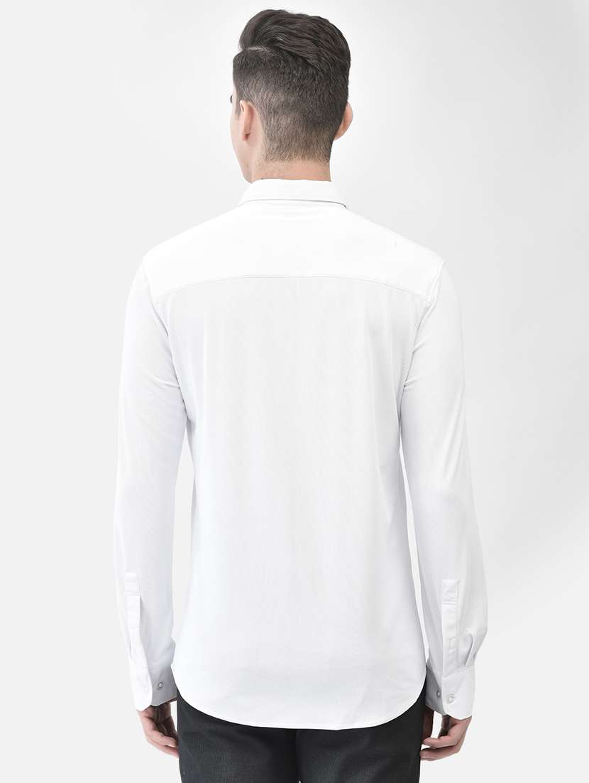 men solid white polyester slim fit casual shirt - 20509758 -  Standard Image - 4