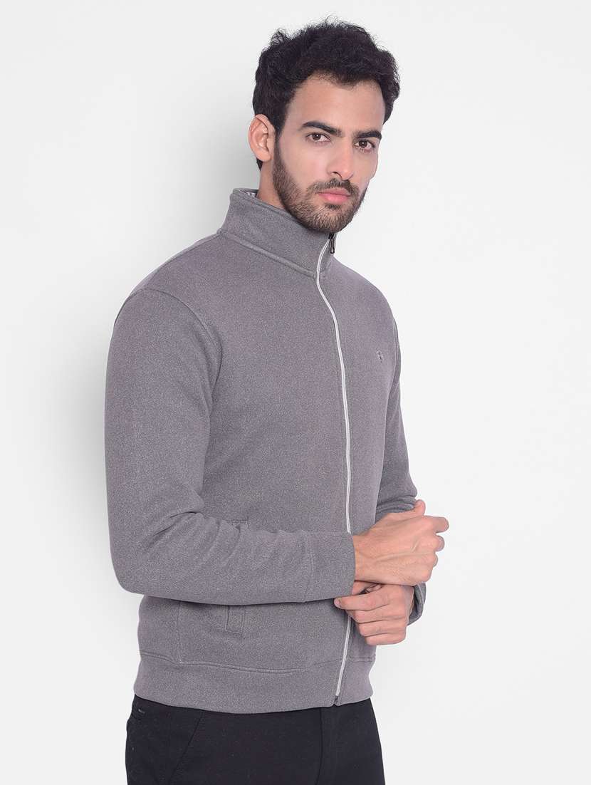 men solid mock collar zipper sweatshirt - 20509776 - Standard Image - 1