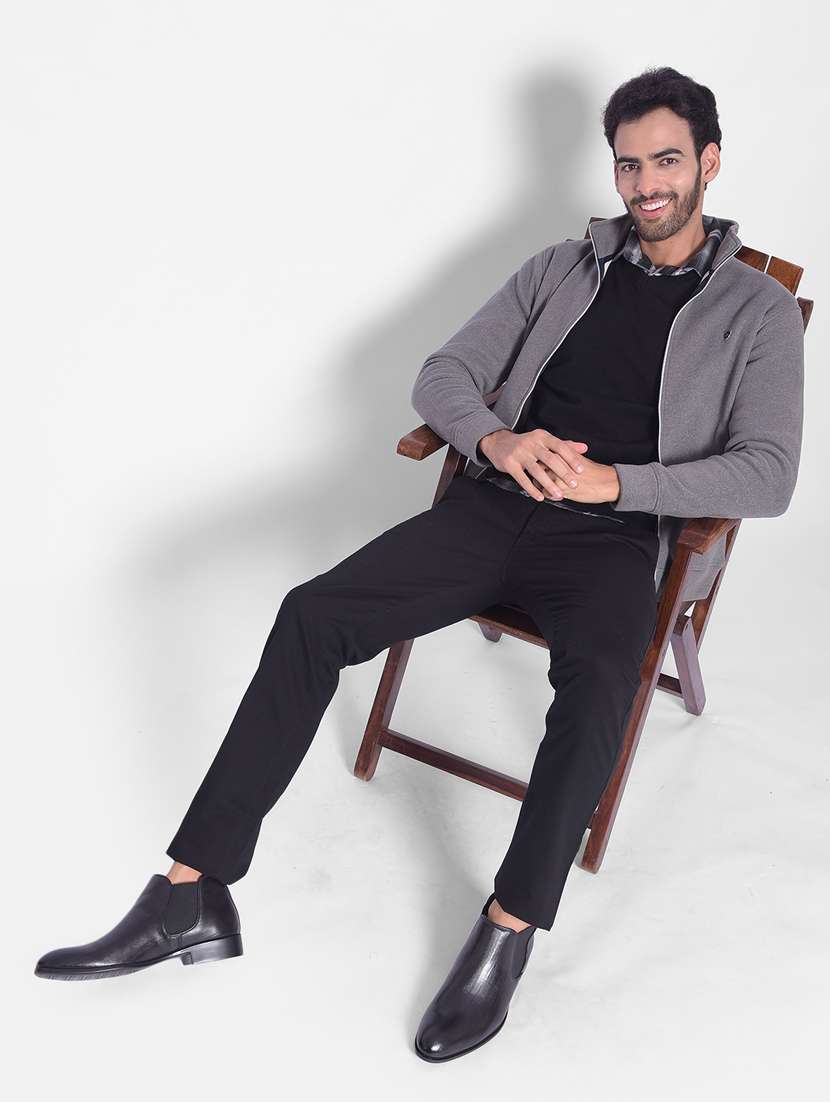 men solid mock collar zipper sweatshirt - 20509776 - Standard Image - 4