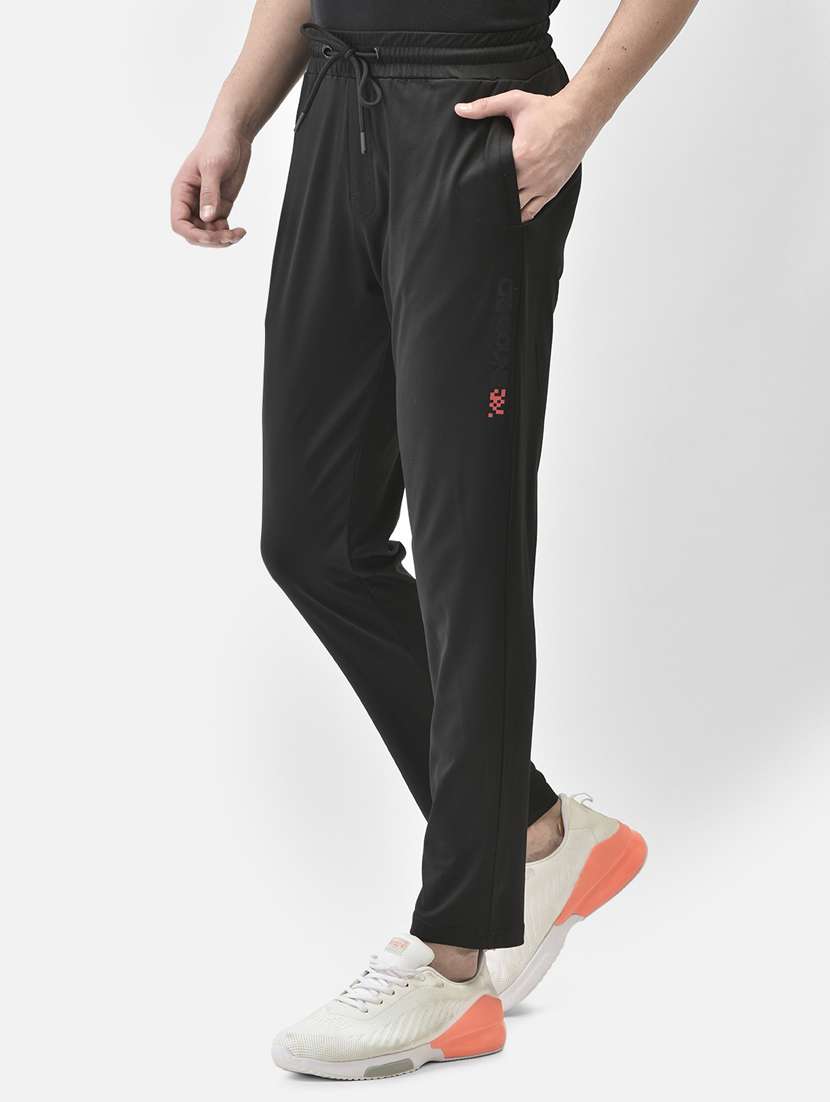 black solid full length track pant - 20509795 -  Standard Image - 1