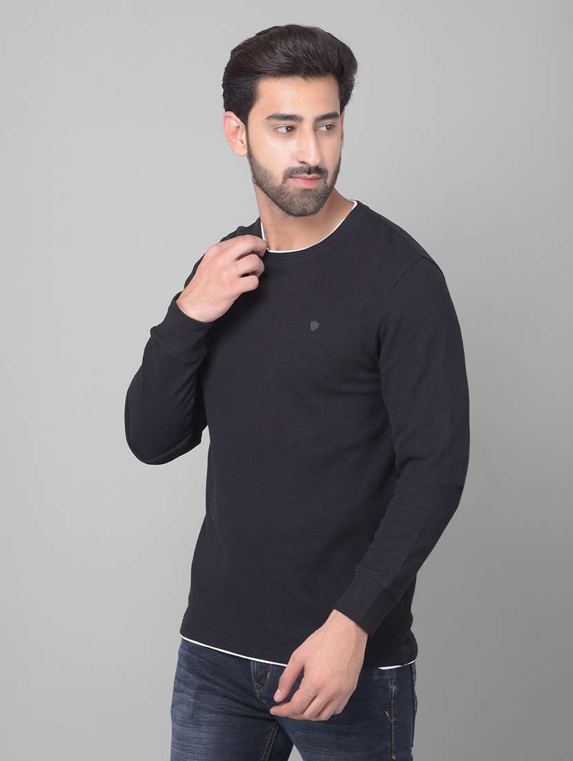 men solid charcoal cotton regular pullover - 20509803 - Standard Image - 1
